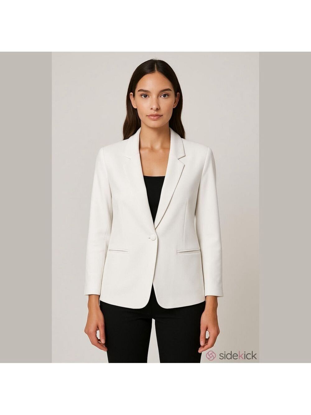 Kim Rogers White Single-Button Notch Lapel Blazer NWOT